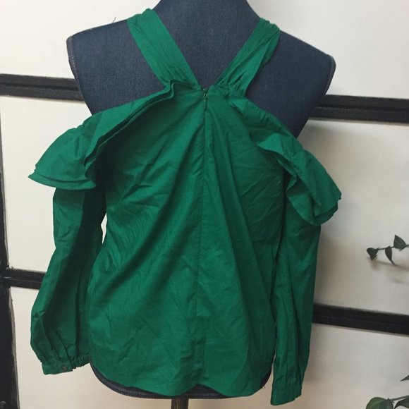 J. Crew Green Off Shoulder Top Shirt size 0 - Picture 2 of 4